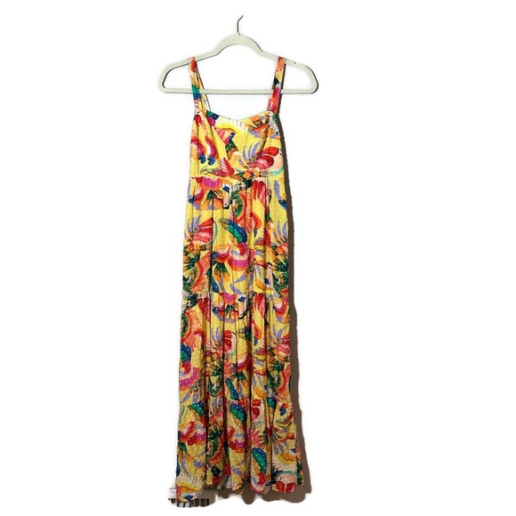 Anthropologie Farm Rio Textured Tropical Yellow Maxi Dress Size XS - Picture 3 of 11